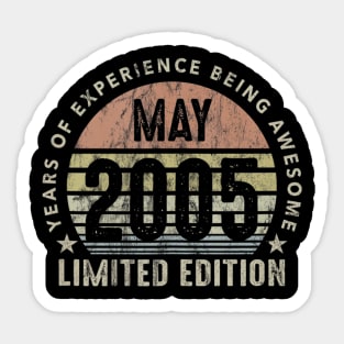 Born In May 2005 Vintage Sunset 15th Birthday All Original Sticker